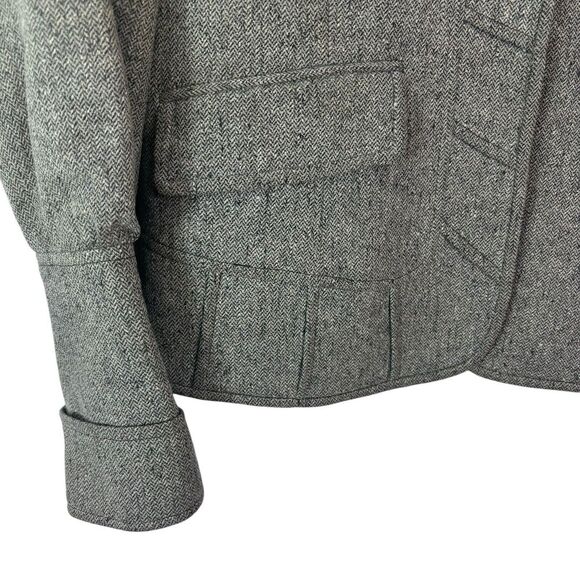 Dana Buchman Blazer Sz 2 Gray Check Silver Metallic Business Office Jacket - Picture 3 of 7